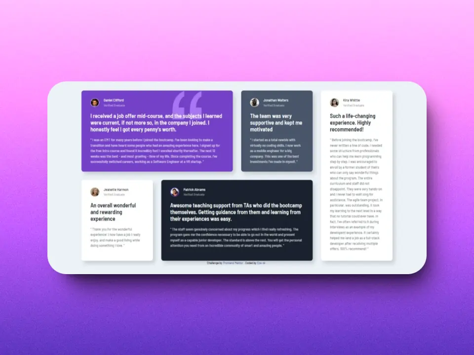 Testimonials grid section screenshot